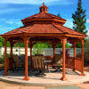 14' Octagon Wood, 2 Additional Entrances , No Floor, Cedar Shake, Pagoda Roof, Stain