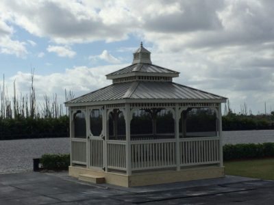 12' x 14' Wood Rectangle, Square Rails, Clay Metal Roof