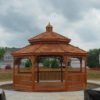 18' Octagon Wood, Standard Rails, Straight Fascia, Pagoda Roof, Cedar Stain