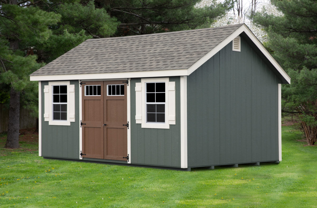 10x16 Gable Shed - LP SmartSide Siding, Shutters, Asphalt Shingles