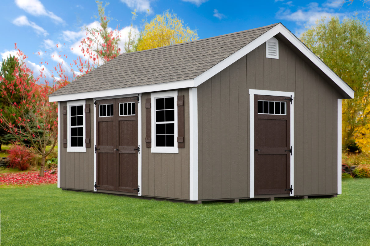 10x16 Gable Shed - LP SmartSide Siding, Shutters, Asphalt Shingles