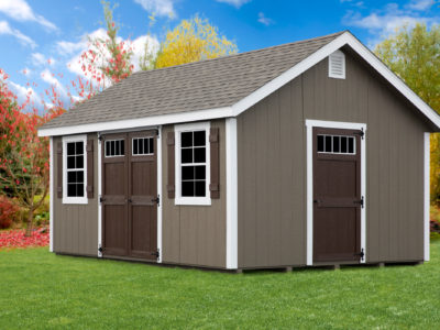 10x16 Gable Shed - LP SmartSide Siding, Shutters, Asphalt Shingles