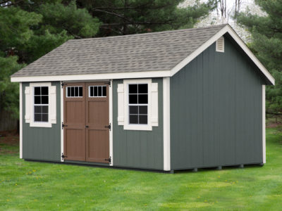 10x16 Gable Shed - LP SmartSide Siding, Shutters, Asphalt Shingles