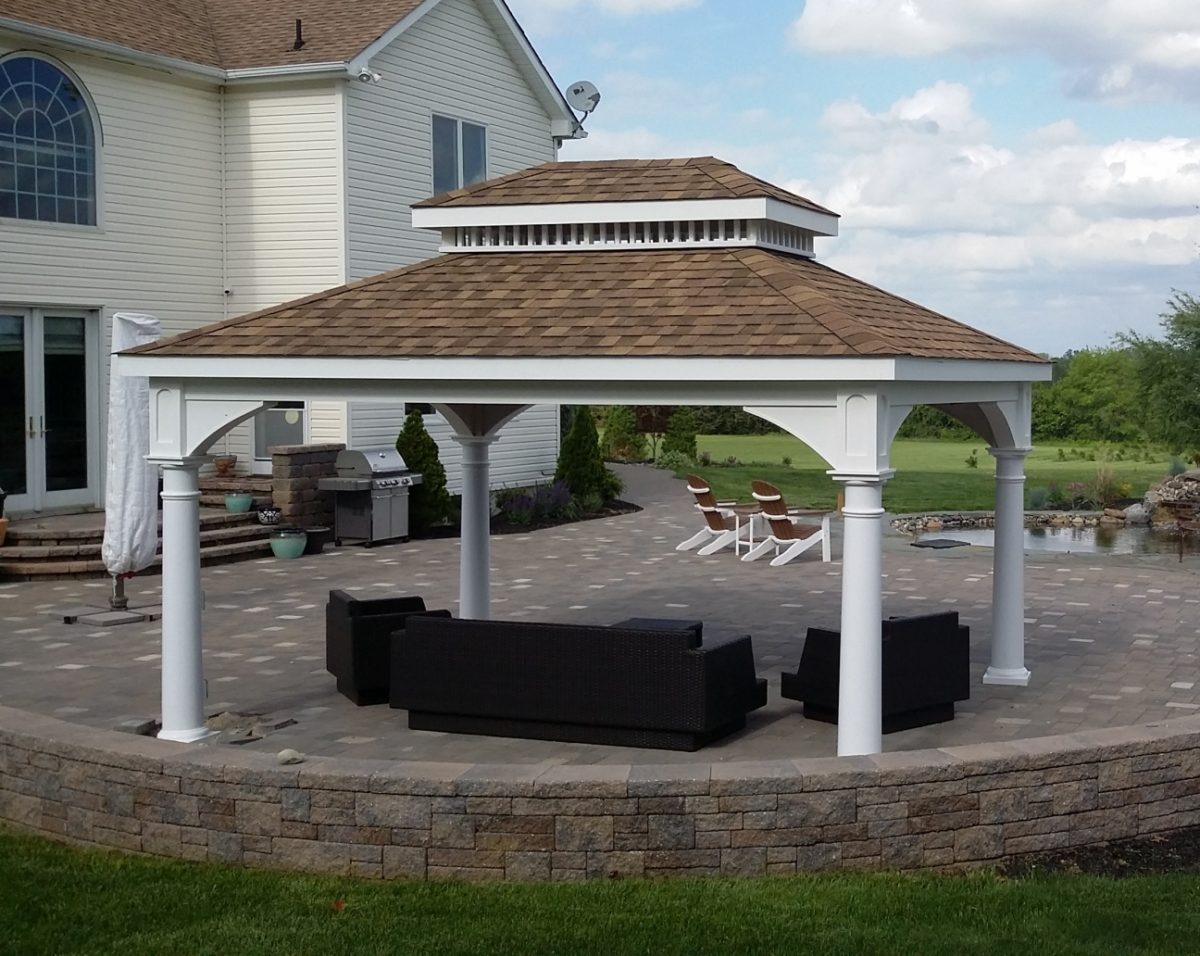 12' x 16' Vinyl Pagoda Roof Pavilion with round columns