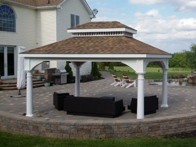 12' x 16' Vinyl Pagoda Roof Pavilion with round columns