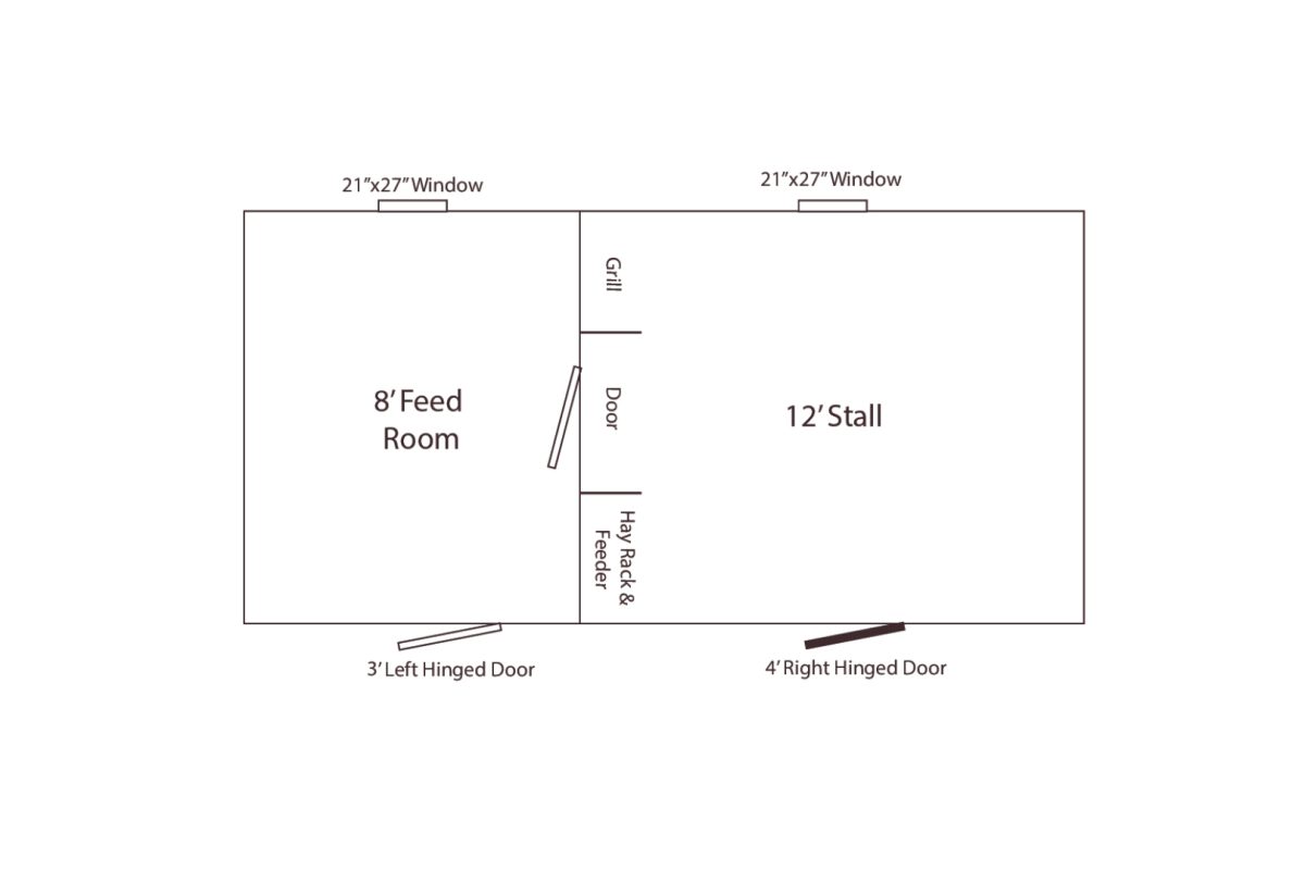 10' x 20' Stall Barn with Tack Room Layout
