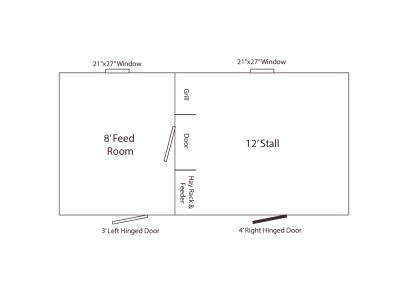 10' x 20' Stall Barn with Tack Room Layout