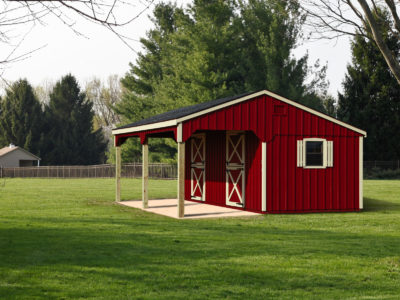 10' x 24' Horse Barn w/ 8ft Hinged Lean-To
