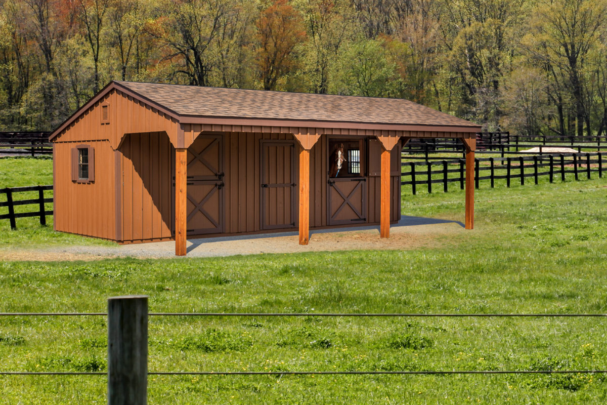 10' x 28' Lean-To Horse Barn