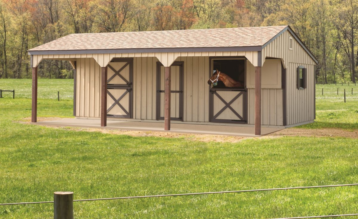 12' x 28' Horse Barn w/ 8ft Hinged Lean-To