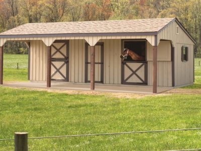 12' x 28' Horse Barn w/ 8ft Hinged Lean-To